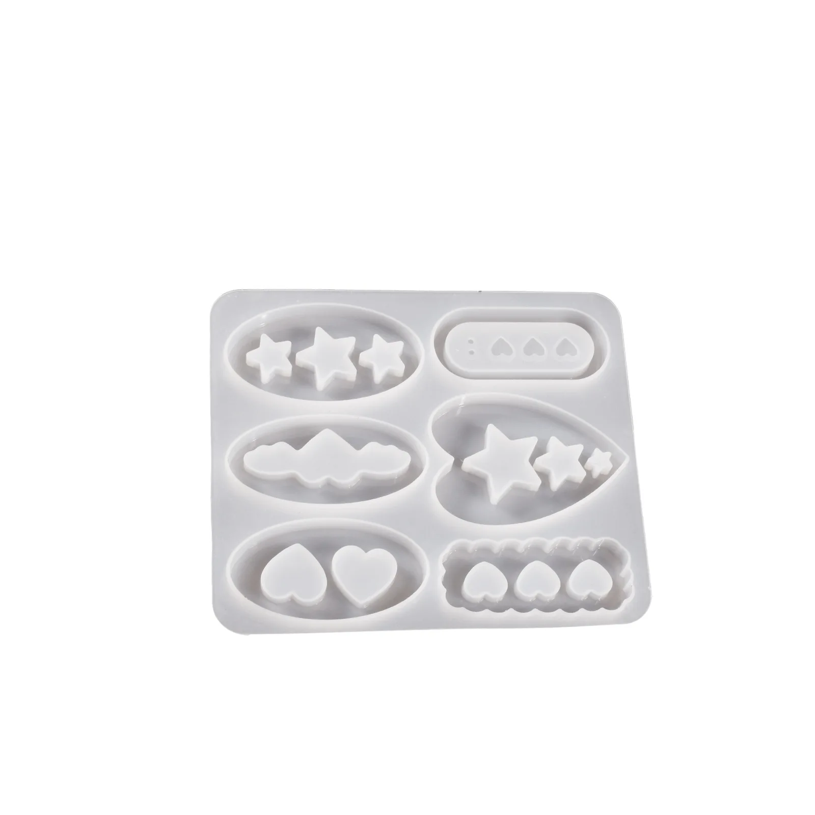 6 in 1 Quicksand Silicone Molds Heart Star Hair Clips Epoxy Resin Mold Silicone Mold for Hairpin Jewelry DIY Art Craft Making