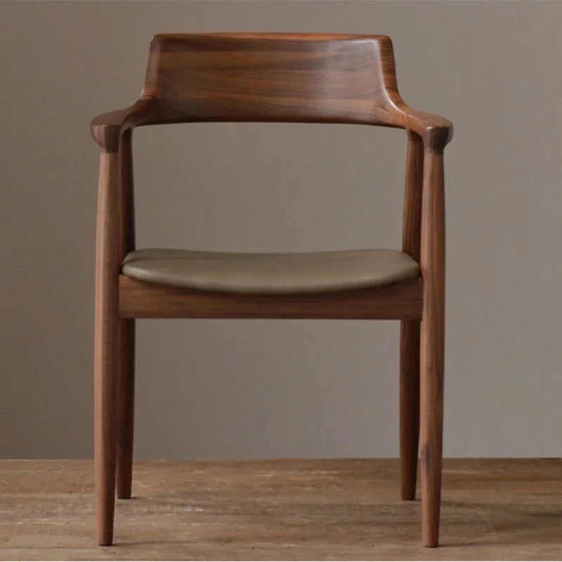 Кресло в скандинавском стиле с подлокотником из массива дерева кресло Кеннеди В президентском новый китайский кожаный обеденный стул для