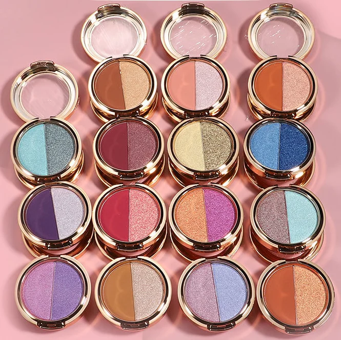 Zonzhu Custom Sales Two-Color Pearlescent Matt Combination Without Logo Foreign Trade Makeup Wholesale Eyeshadow