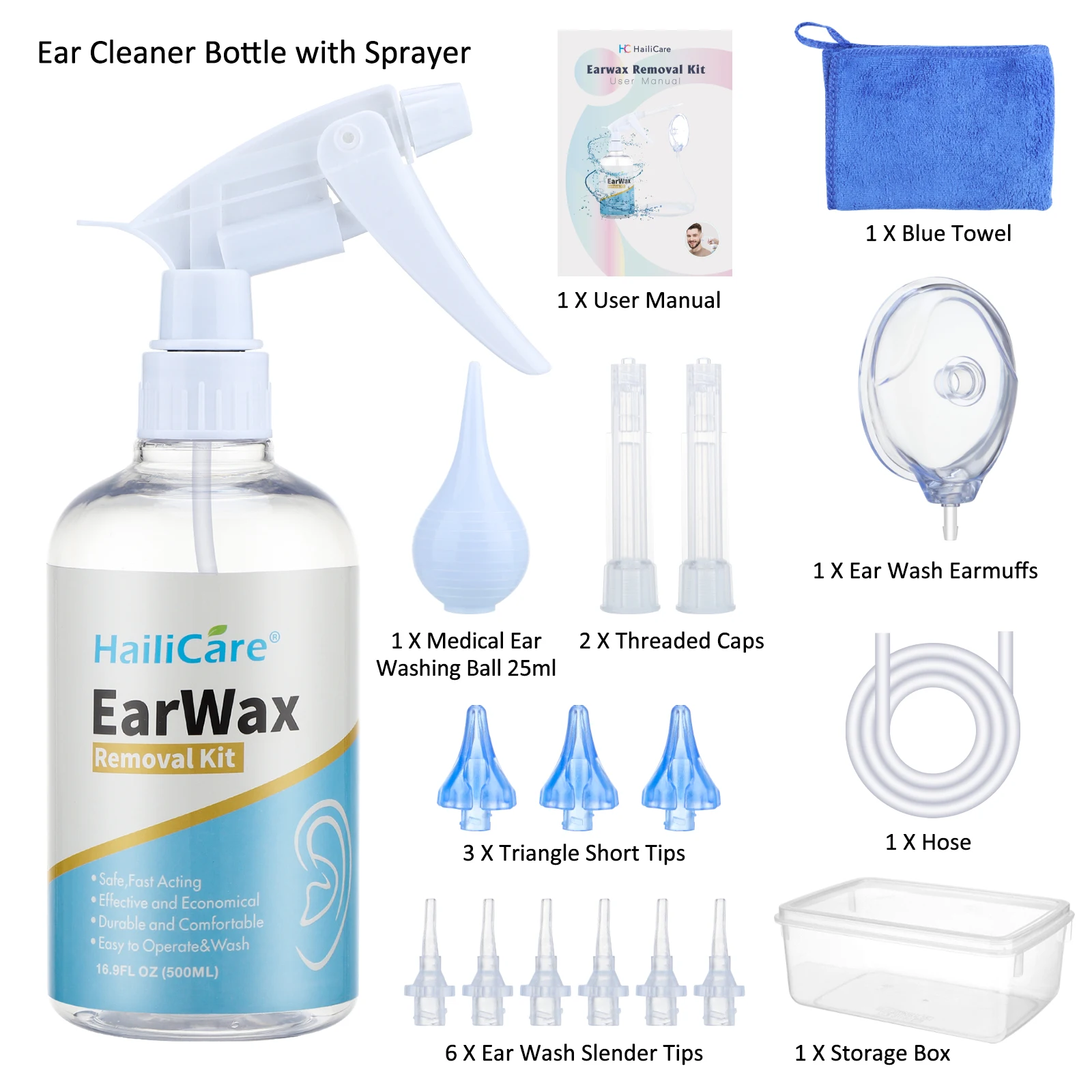 Adults Kids Ear Wax Removal Set Washing Syringe Squeeze Bulb Ear Irrigation Cleaning Kit
