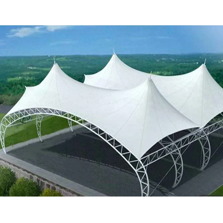 Pvdf flat membrane Factory price 140km/hour wind speed resistant tennis Court canopy for sport center club