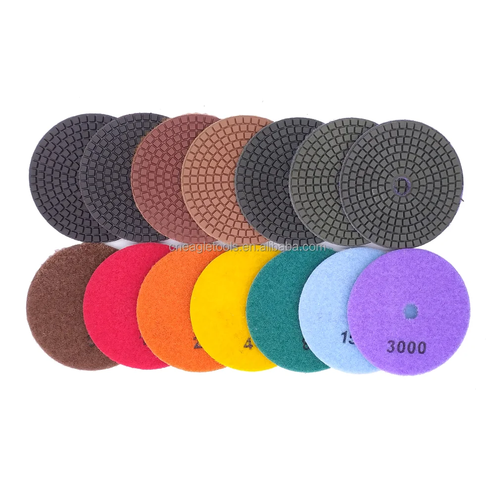 Best Selling 7 Step Diamond Wet Flexible Resin Polishing Pads for Granite and Quartz Stone