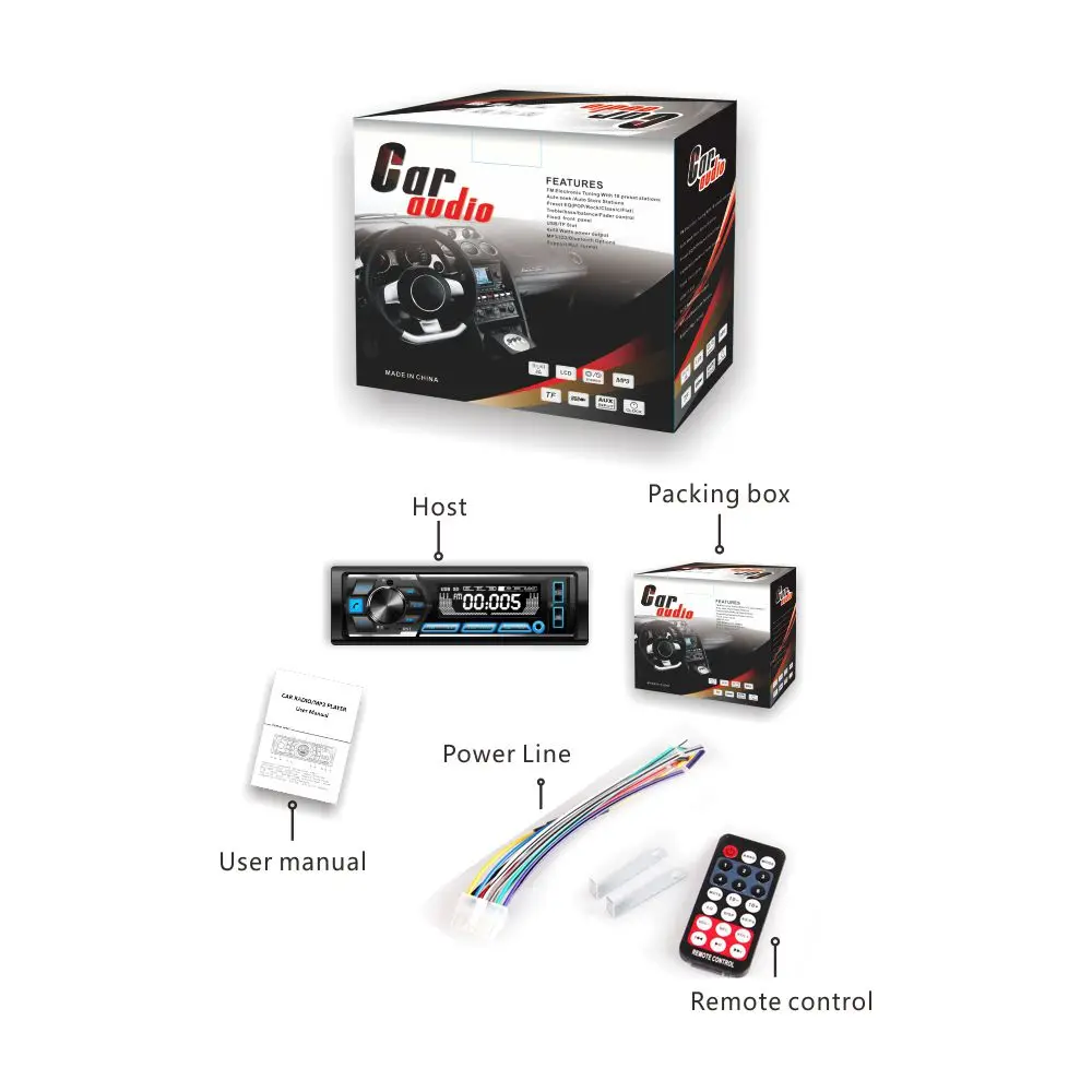 one din car mp3 audio with best price bt app siri clock aux function