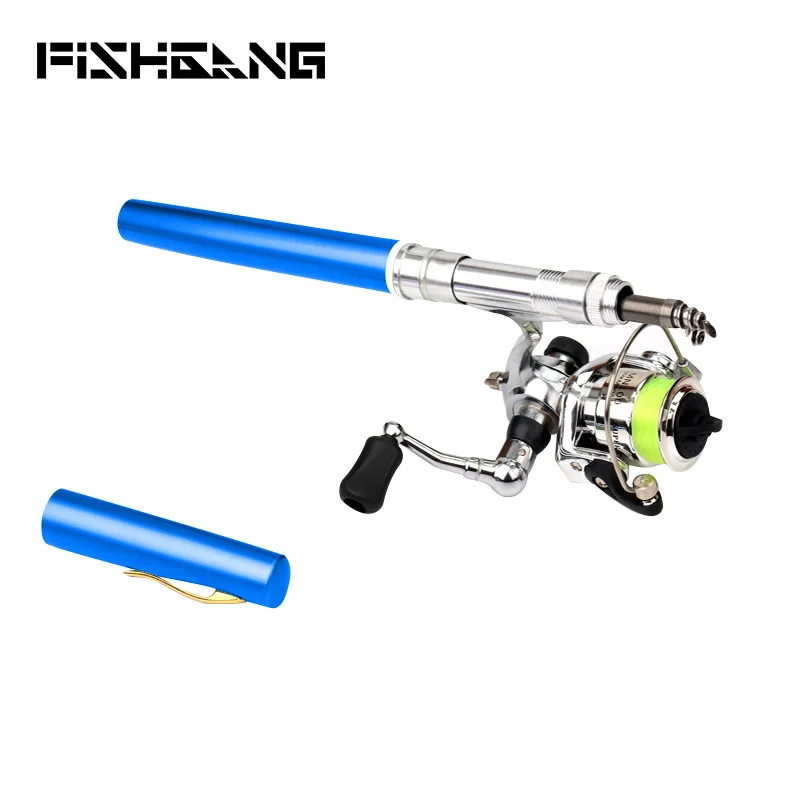 FISHGANG 1m 1.4m quality telescopic pocket mini fishing rod in pen case pen fishing rod and reel combo