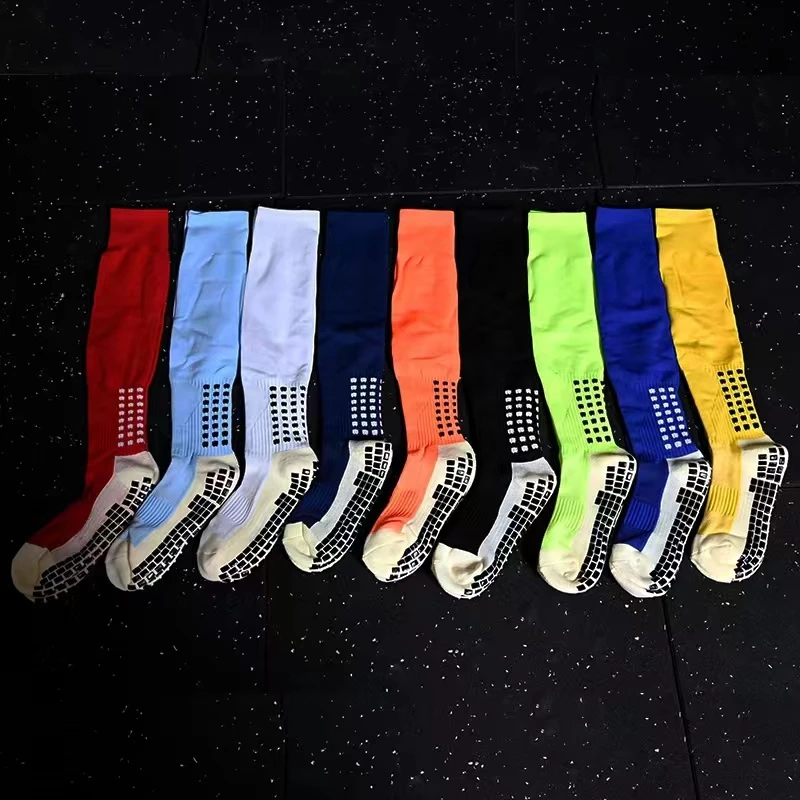 Wholesale anti slip long football socks custom logo socks for soccer