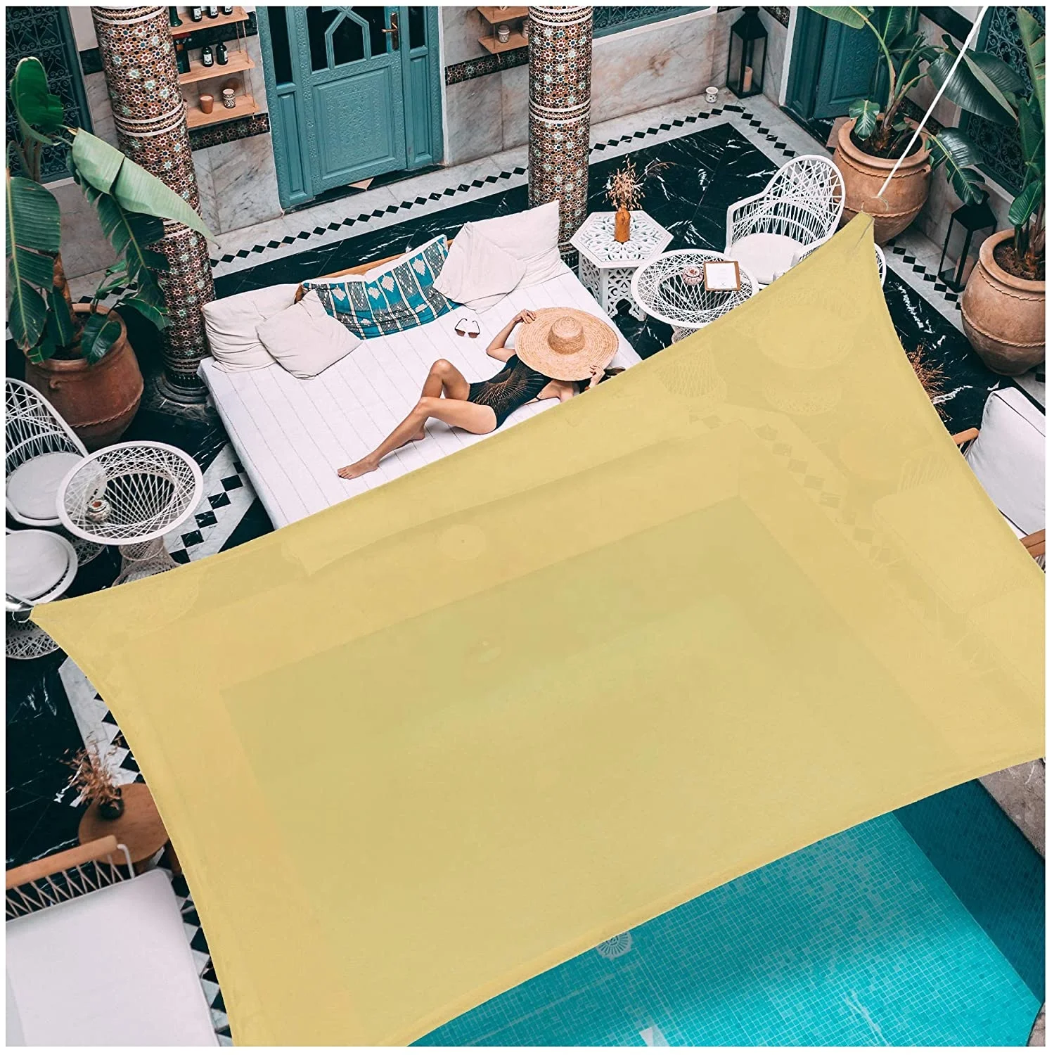 Factory Direct Produced 12ft Rectangle Shade Sail Canopy Awning 95% UV Block Water&Air Permeable