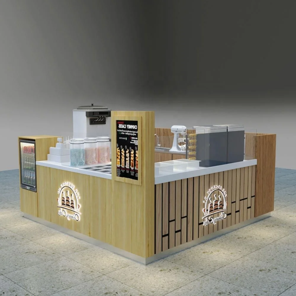 Indoor Mall Food Kiosk Cookies Cupcake Bakery Display Kiosk Design Roll Ice Cream Kiosk