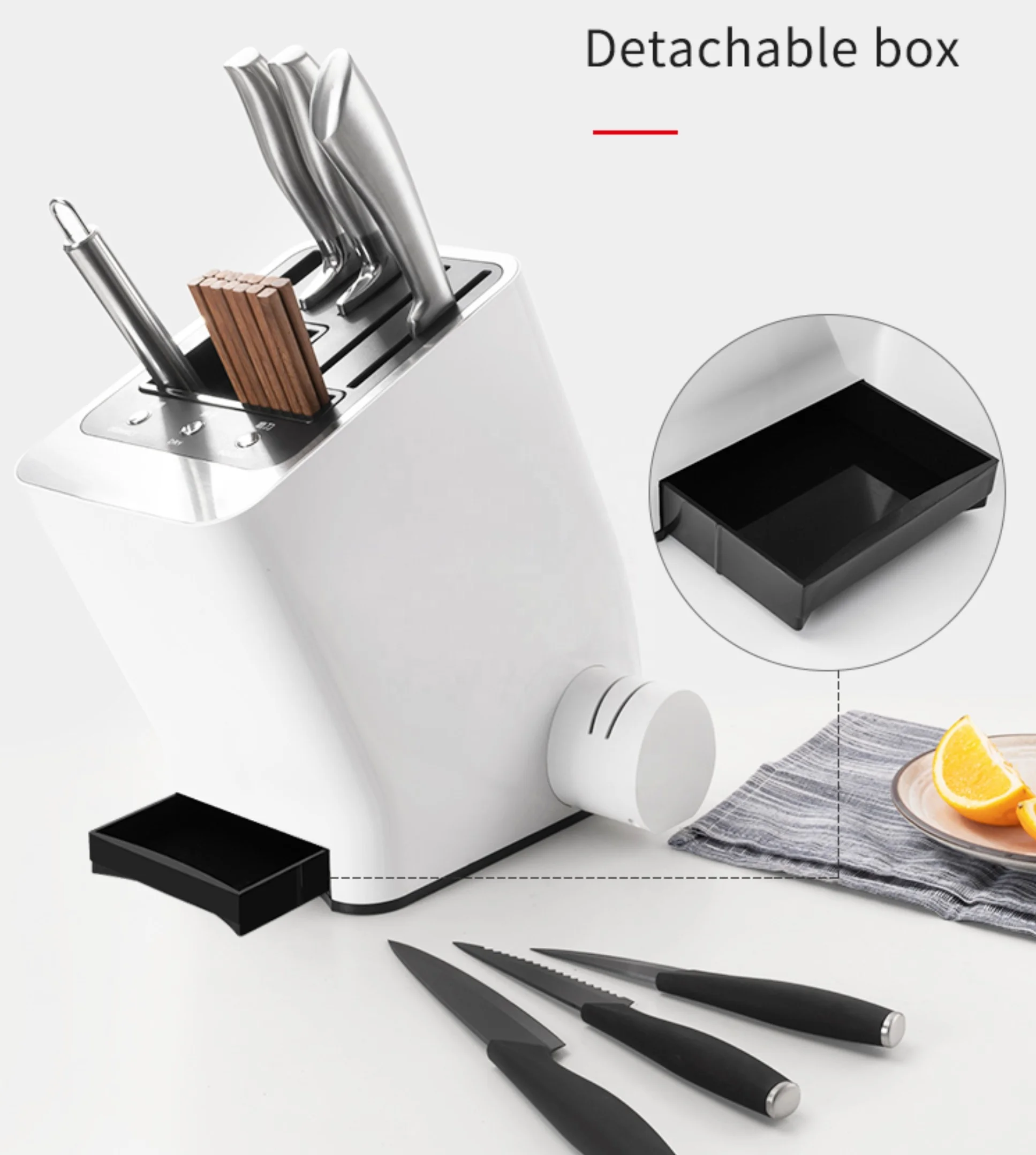 Kitchen Usage Multi-function Different Colors Knife Holder Home Appliances ABS Plastic Shell Clear Knife Block With Sharpener