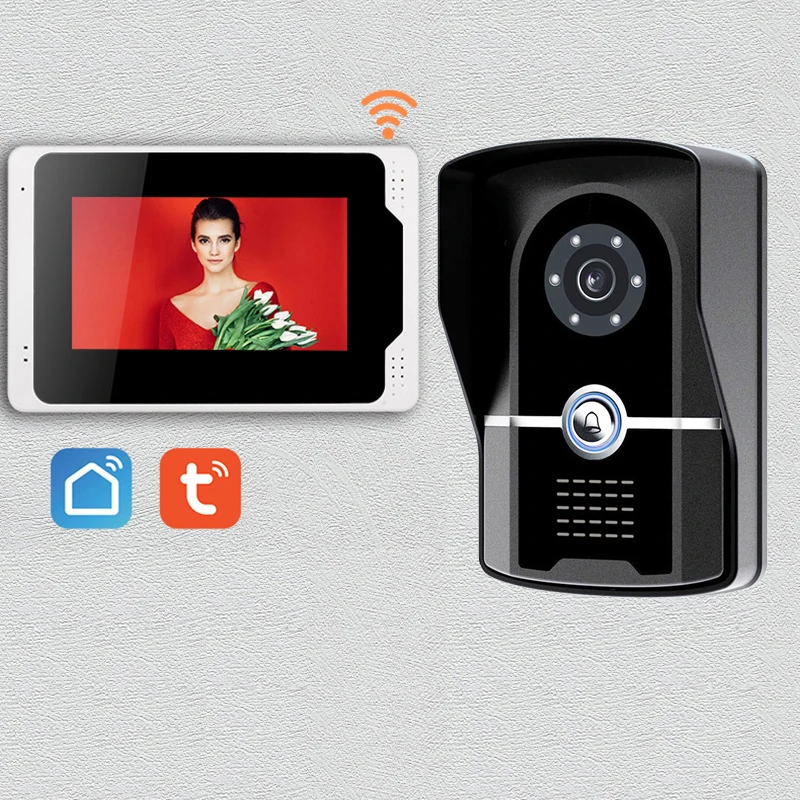 7 inch Touch Screen Wifi RJ45 2 way intercom system multi apartment video door phone intercom for 8 apartment