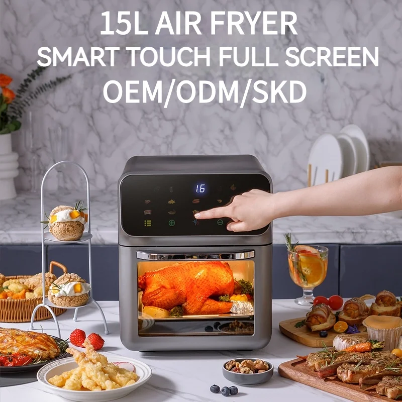 15L Stainless Steel Air Fryer Toaster Oven Small Kitchen Appliances Built-in Digital Air Fryer Oven With Visible Window
