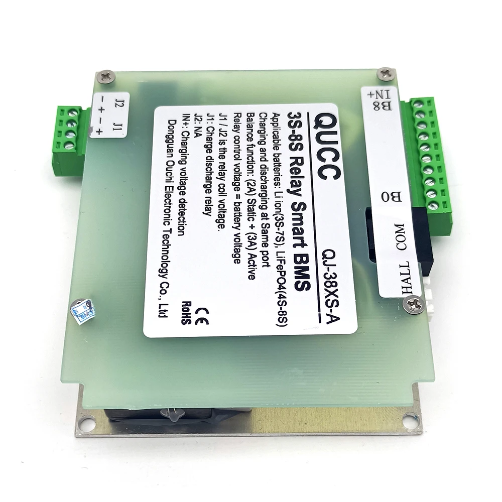 Qucc 3S~8S-A 12V 24V Active balancing 5A Same port  High voltage DC relay 500A Smart BMS Li-ion Lifepo4 Battery SOC coulometer