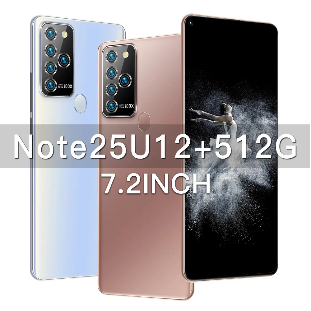 Смартфон Note25U 12 Гб + 512 экран 7 2 дюйма Android 10 0 телефон смартфон с разблокировкой по лицу