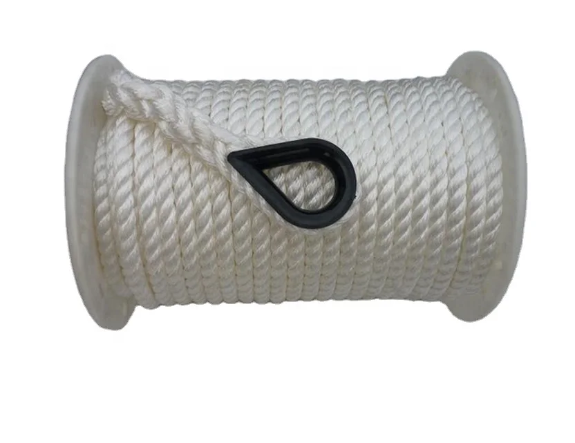 high duty 3 strands polyester twist rope dock line marine towing anchor rope