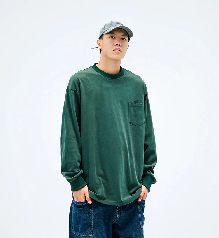 Clothing Manufacturers Wholesale Street Wear Loose Casual Men custom Printing Long Sleeve 100% Cotton T Shirt