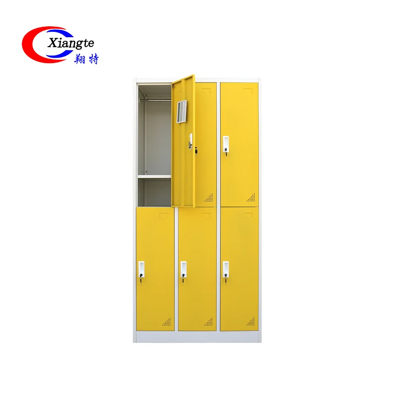 
6 Doors Metal Dressing Room Wardrobe Colorful Gym Cubby Changing Room Lockers 