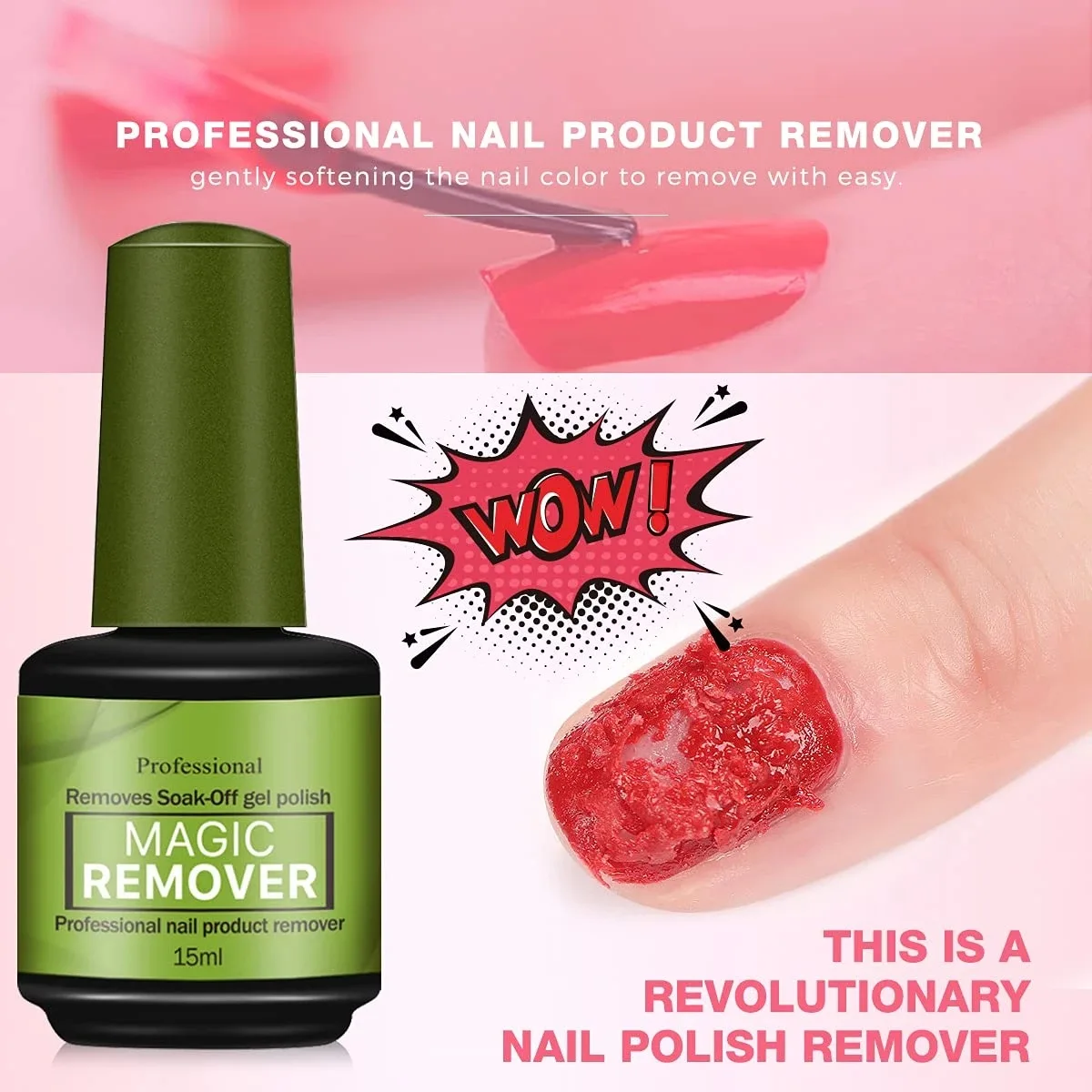 OEM Nail Gel Remover 15ml Soak Off Gel Polish Remover Top Coat Nail Art Primer Nail Degreaser Cleaner for Removing Gel Varnish
