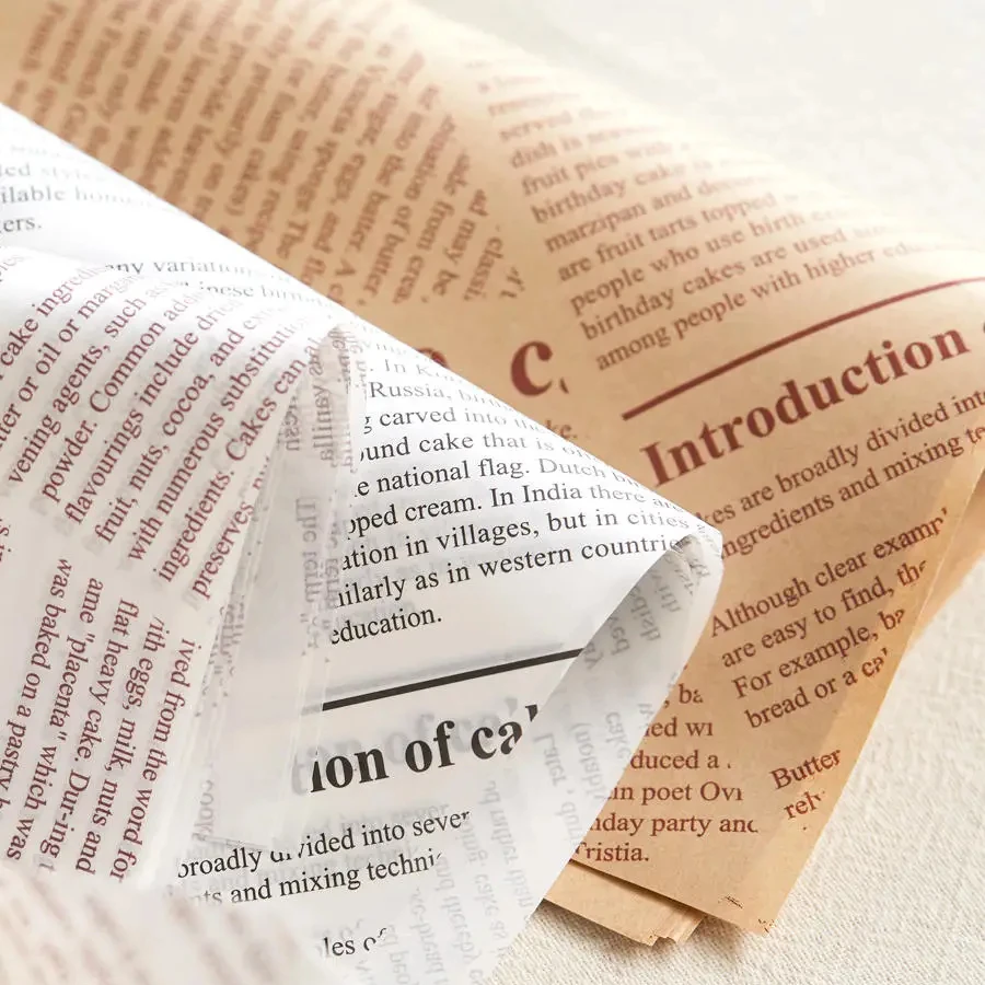 Color English Newspaper Style Oil Proof Paper Fried Potato Chips Padding Paper Oil Proof