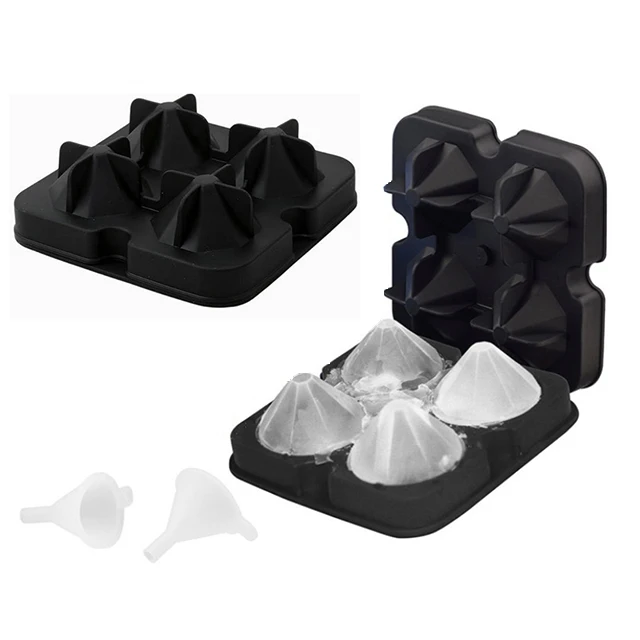 Diamond Shaped Silicone BPA-Free Ice Cube Tray Molds With Lid For Ice Whiskey Candy