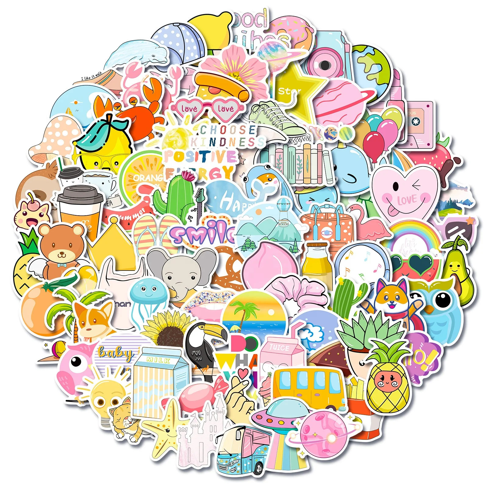 50pcs Cute Stickers, Waterproof for Laptops,  bottles,  Luggage, Cars,  Gift Favors & Decor, T01040668