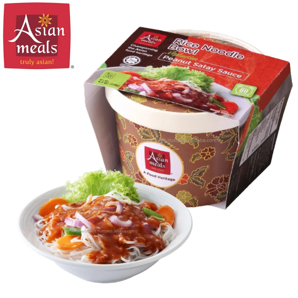 Rich In Aroma Rice Noodle Bowl with Peanut Satay Halal Instant Healthy Brand For Homecook And Ready To Cook HACCP GMP ISO