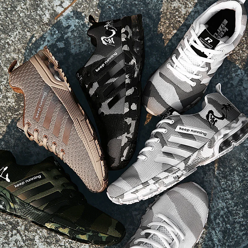 adult sport casual shoes with camouflage pattern in upper