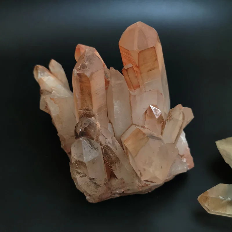 Natural Rock Quartz Hematite Red Clear Quartz Raw Crystal Cluster