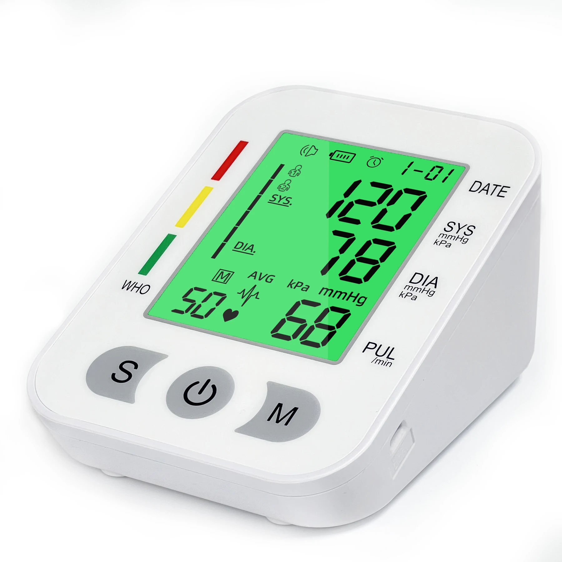 szkia Blood Pressure Monitor  Automatic Upper Arm Universal Cuff  Jumbo Color Backlit Display 180 Memory Includes Batteries