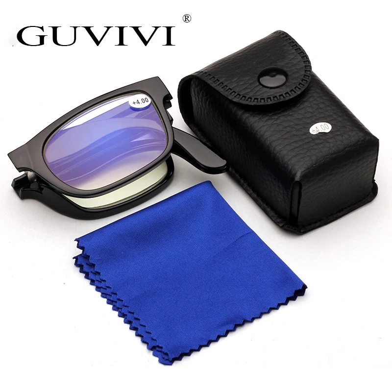 Очки Guvivi, складные очки для чтения, плоская оптическая оправа, дизайнерские синие оптические очки с логотипом на заказ