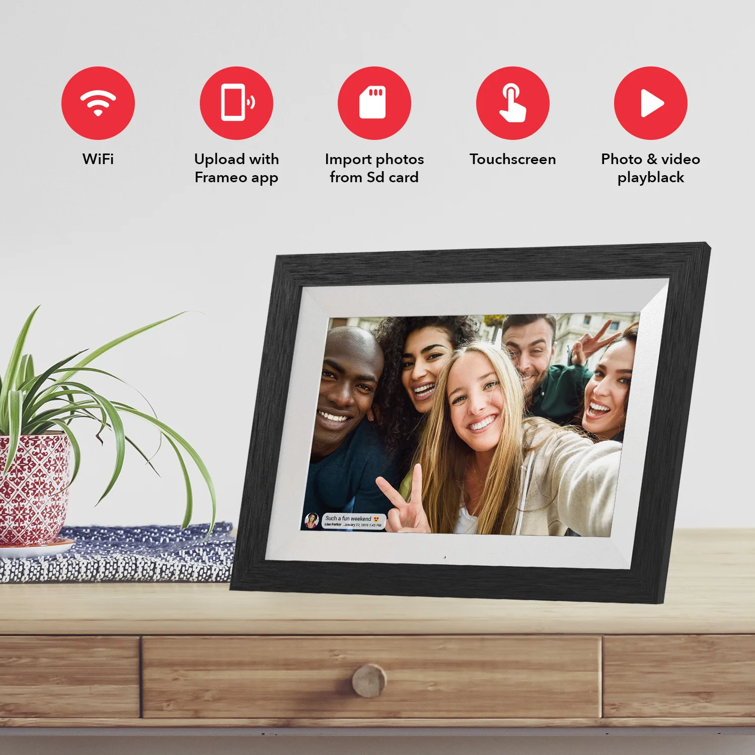 10 inch WiFi Digital Picture Frame Email Photos from Anywhere Touch Screen Display Effortless One Minute  Cloud Photo Frame