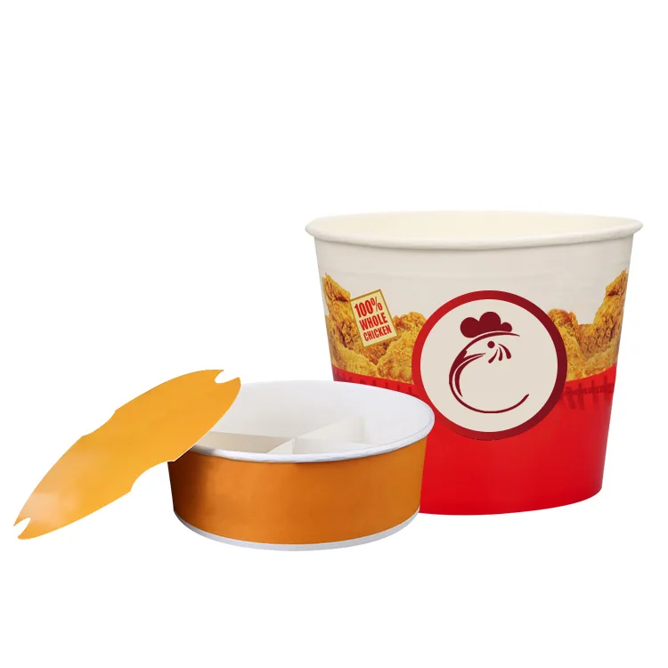 Биоразлагаемый под заказ пищевой класс kfc бумажный контейнер-ведро с жареными крыльями