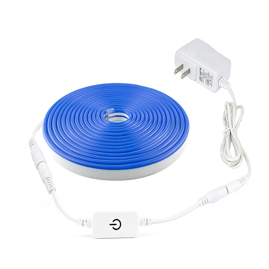 Водонепроницаемое наружное и внутреннее светодиодное освещение сенсорная диммируемая светодиодная Неоновая Гибкая 12 В 2835 120 светодиодов/м Светодиодная лента с адаптером