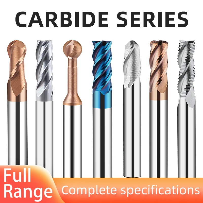 Solid tungsten steel Carbide End mill Cnc Cutter Tool For Metal Milling Cutter Router Square Face End Mill Hrc 45/55/60/70