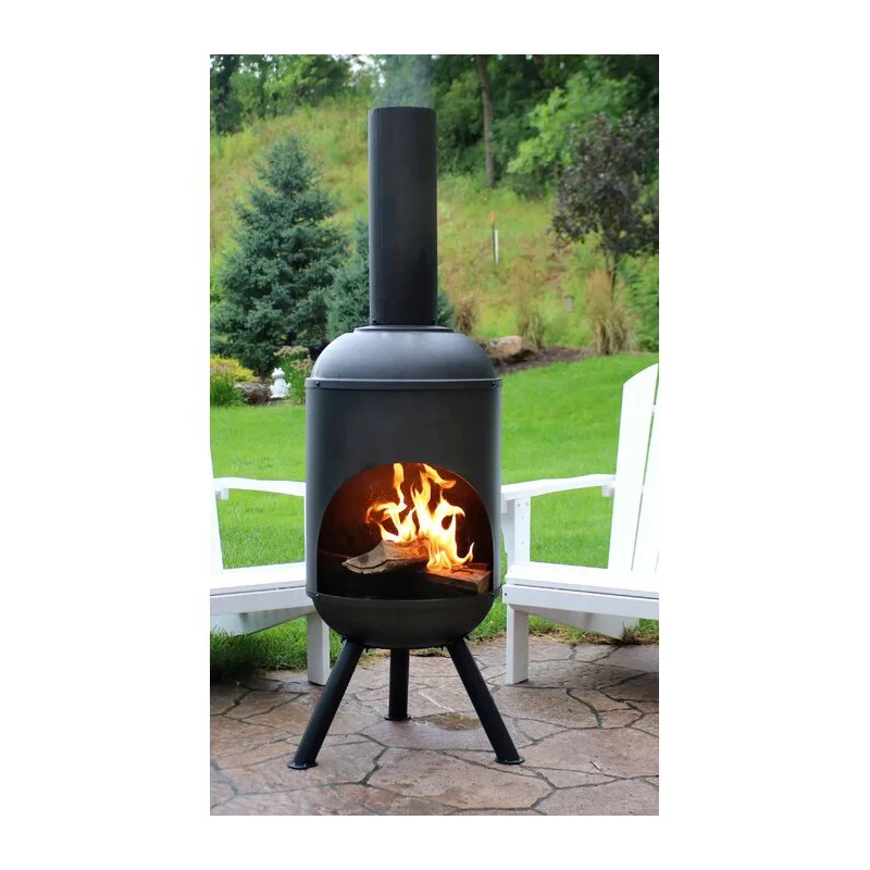 
Black Metal Big Steel Backyard round chimney design standing Fire Pit 