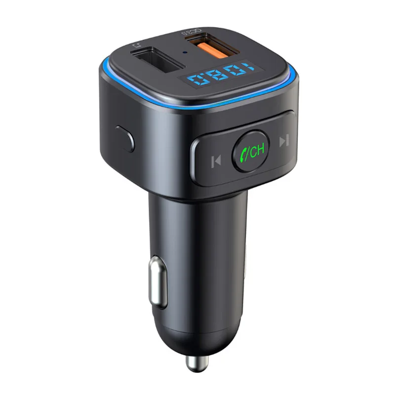 Dual USB Qc3.0 Quick Charge With Ambient Ring Light Handsfree BTCar Kit Fm Radio Transmitter Car Mp3 Player