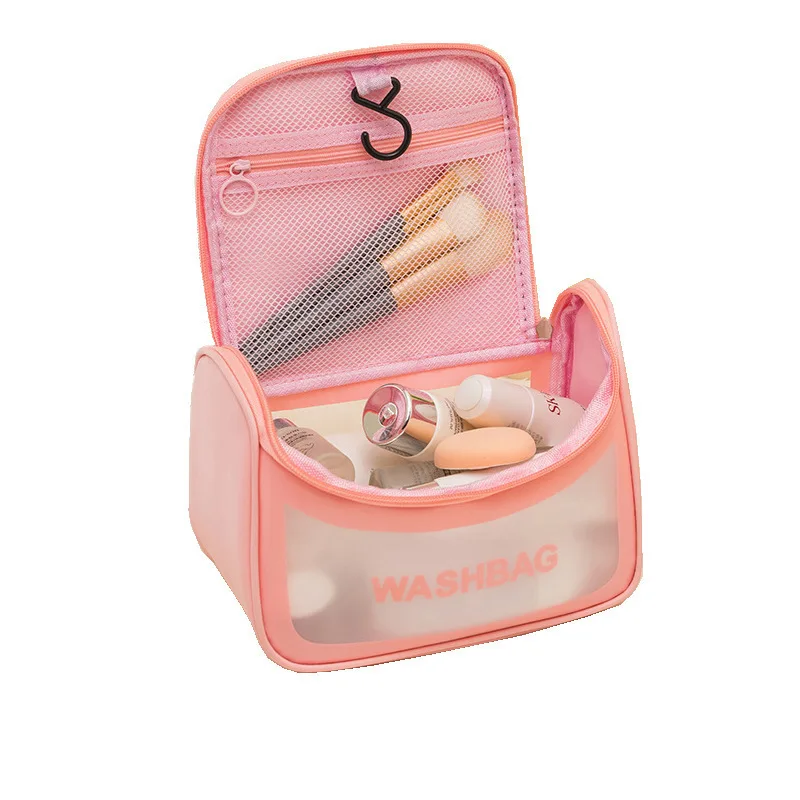 Wholesale Portable Waterproof Pvc Travel Hanging Toiletry Wash Bag Storage Makeup Cosmetic Bag With Hook