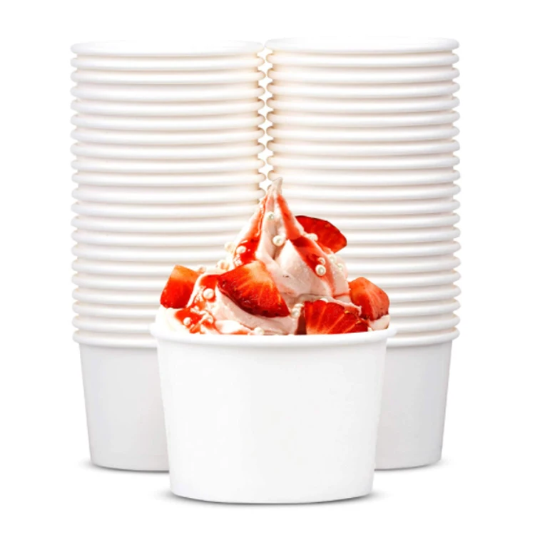 Ice-cream Cup Containers with Lids Ice Cream Bowl Biodegradable Ice Cream Paper Cup Walls Packaging