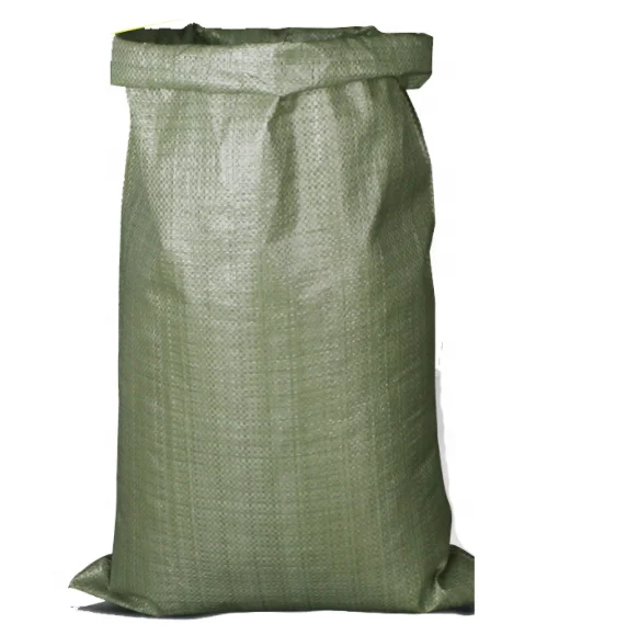 Plastic woven PP garbage green bag 50 kg green sacks 26x40