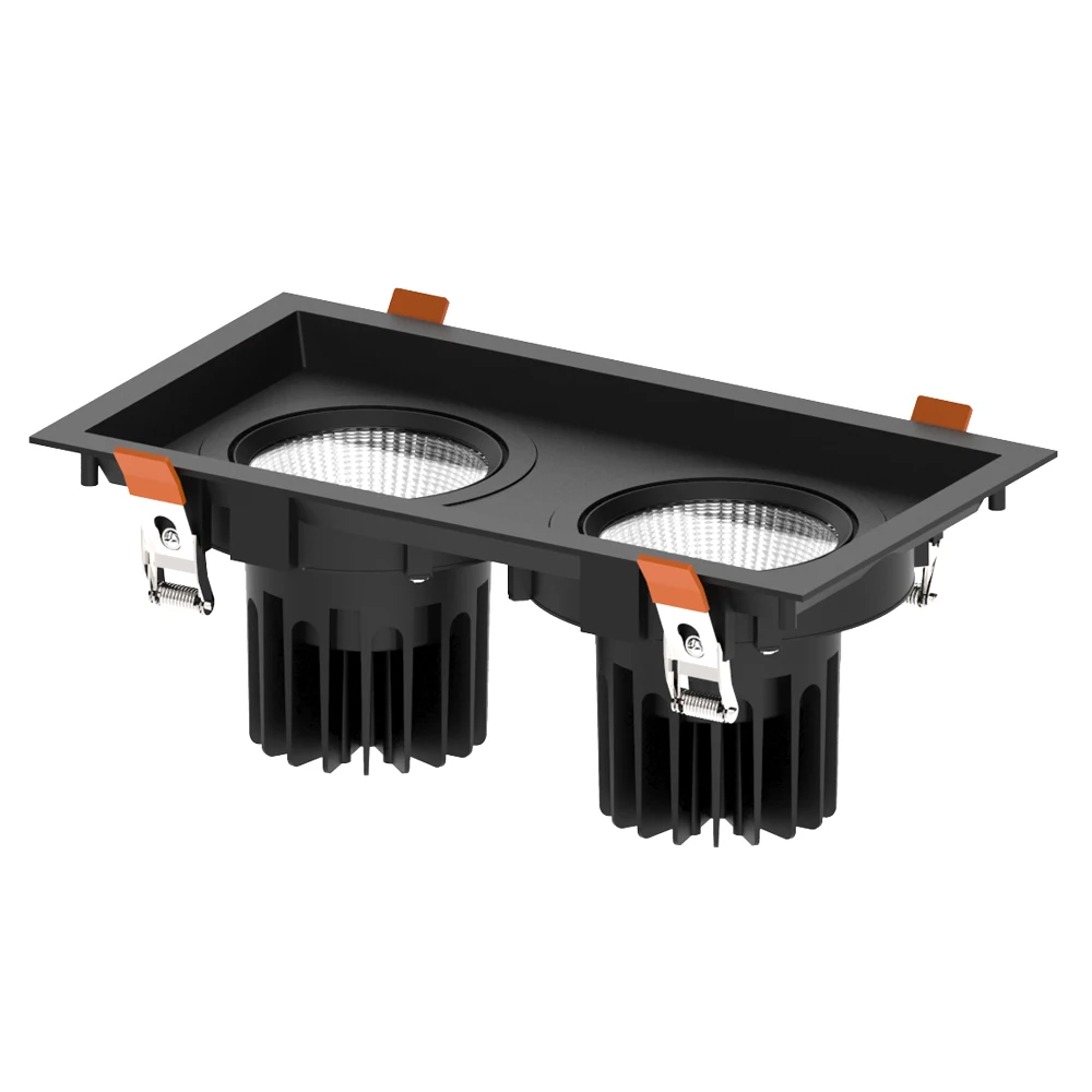 Single Double Triple Heads 7W 10W 12W 15W 18W 20W 25W Recessed Ceiling Grill Lamp Square COB Spot Light