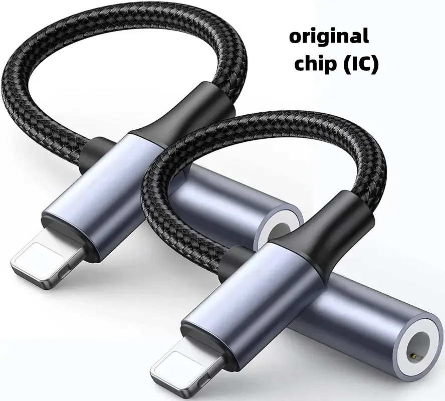 Most Popular original chip light ning adapter 3.5 Mm Headphone Jack Adapter For  iOS  Iphone  iPad apple