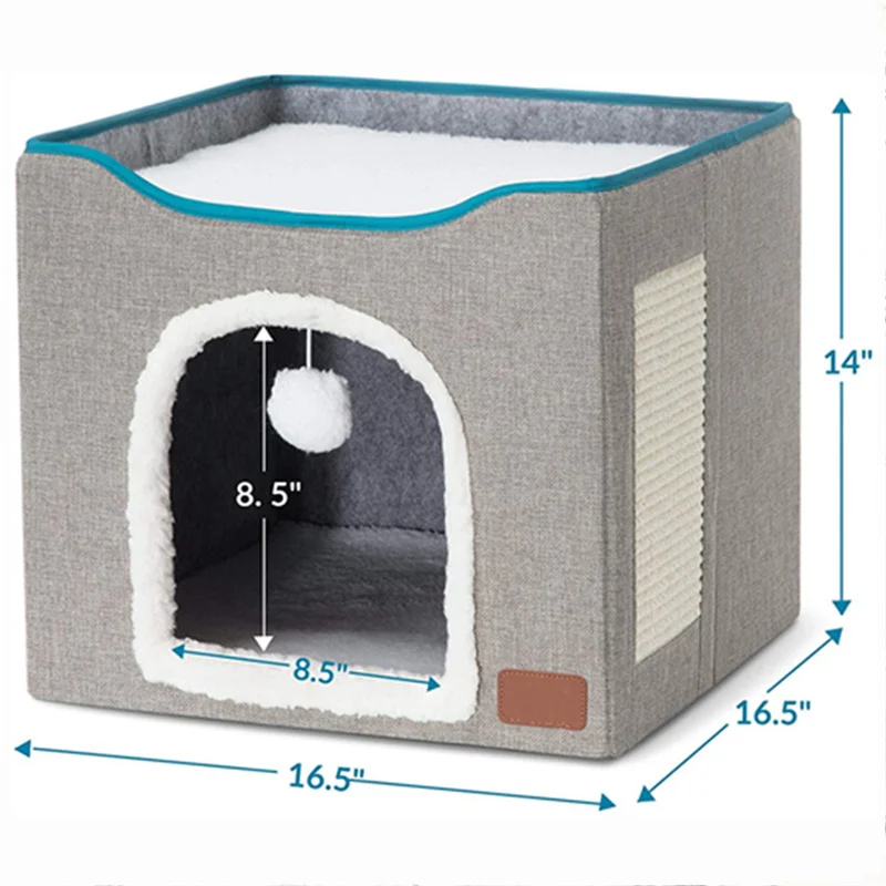 Hot Sale Wholesale Custom Comfortable Pet Bunk Bed Warm Foldable Travel Washable Cat Condo Cat Cave Beds Pet Bed for Indoor