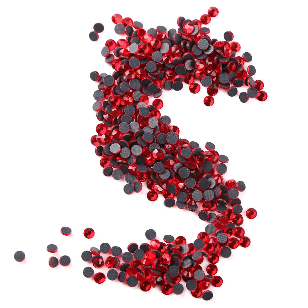 Honor Of High Quality Red Glass Flat Back Non Hot Fix Rhinestones Round Bulk Crystal