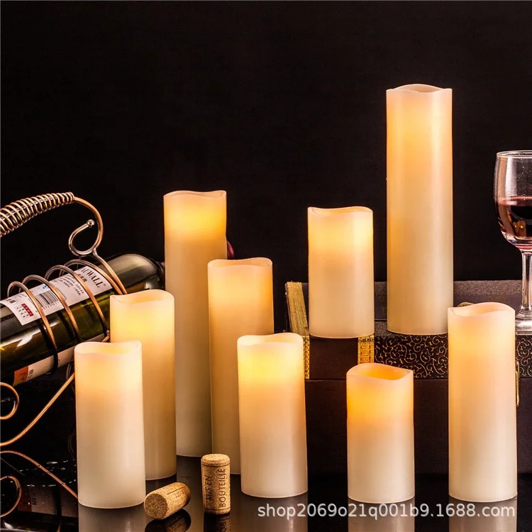 
Flameless Candles Battery Operated Real Wax Pillar Flickering LED Candle Of 9 