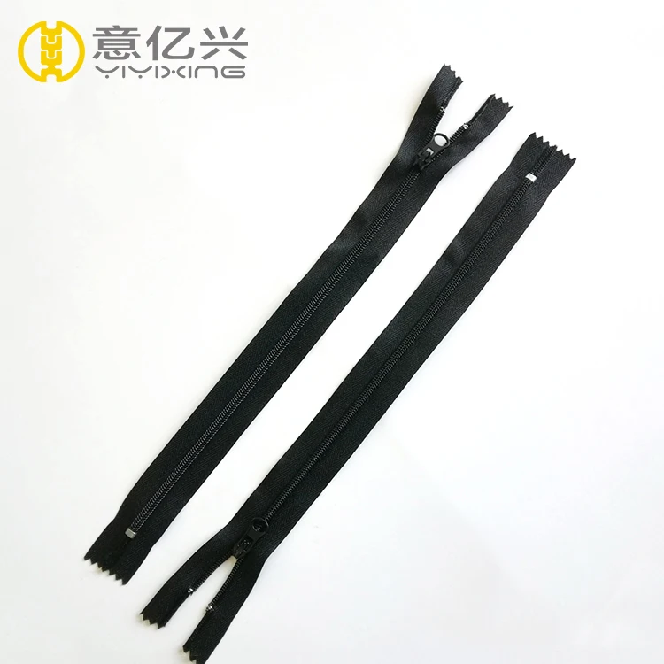 
Hidden teeth auto lock slider #5 close end black reverse nylon zipper 
