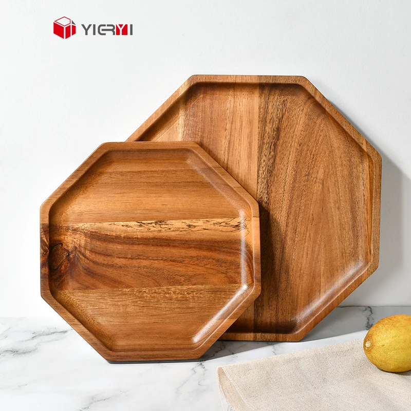 Wooden Serving Tray For Restaurant Food  Fruit Trays Customized Logo 2 Size Choosing Factory Quality