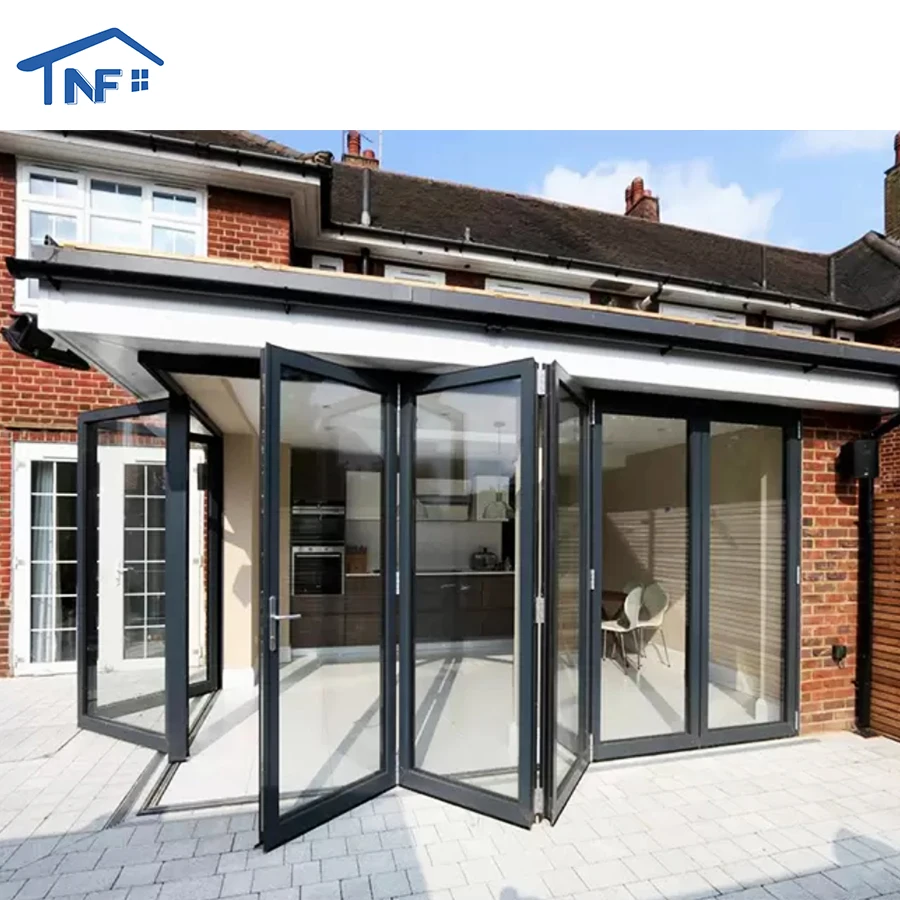 Aluminum alloy slim Frame Large View Glass Bifolding Doors modern simple design Balcony Accordion Folding Patio Door