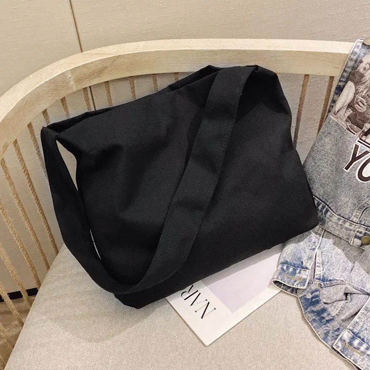 Simple Design Large Size  Travel Shoulder Bags Magnetic Snap Canvas Bag