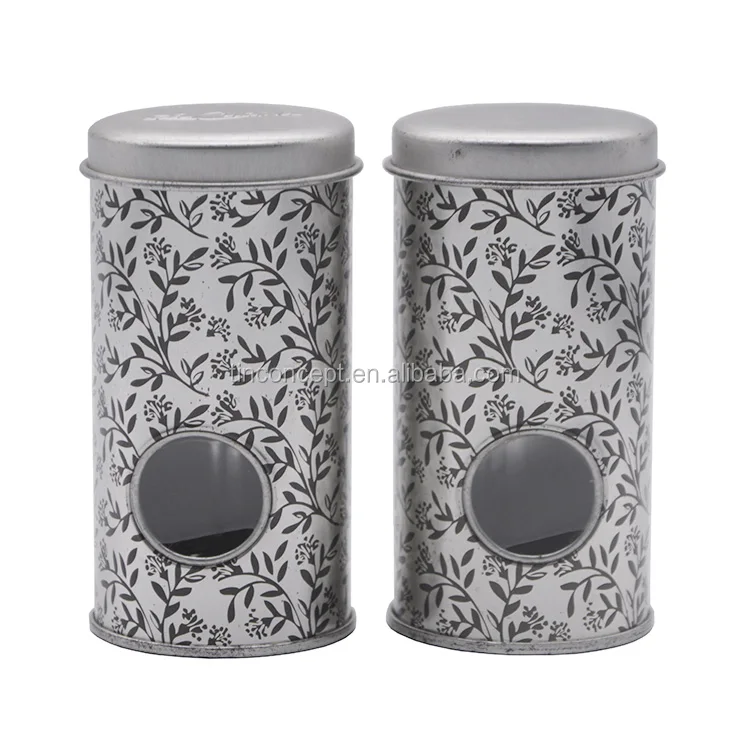 Reasonable Price Sliver Hinged Lid Window Tin Box For Mocha