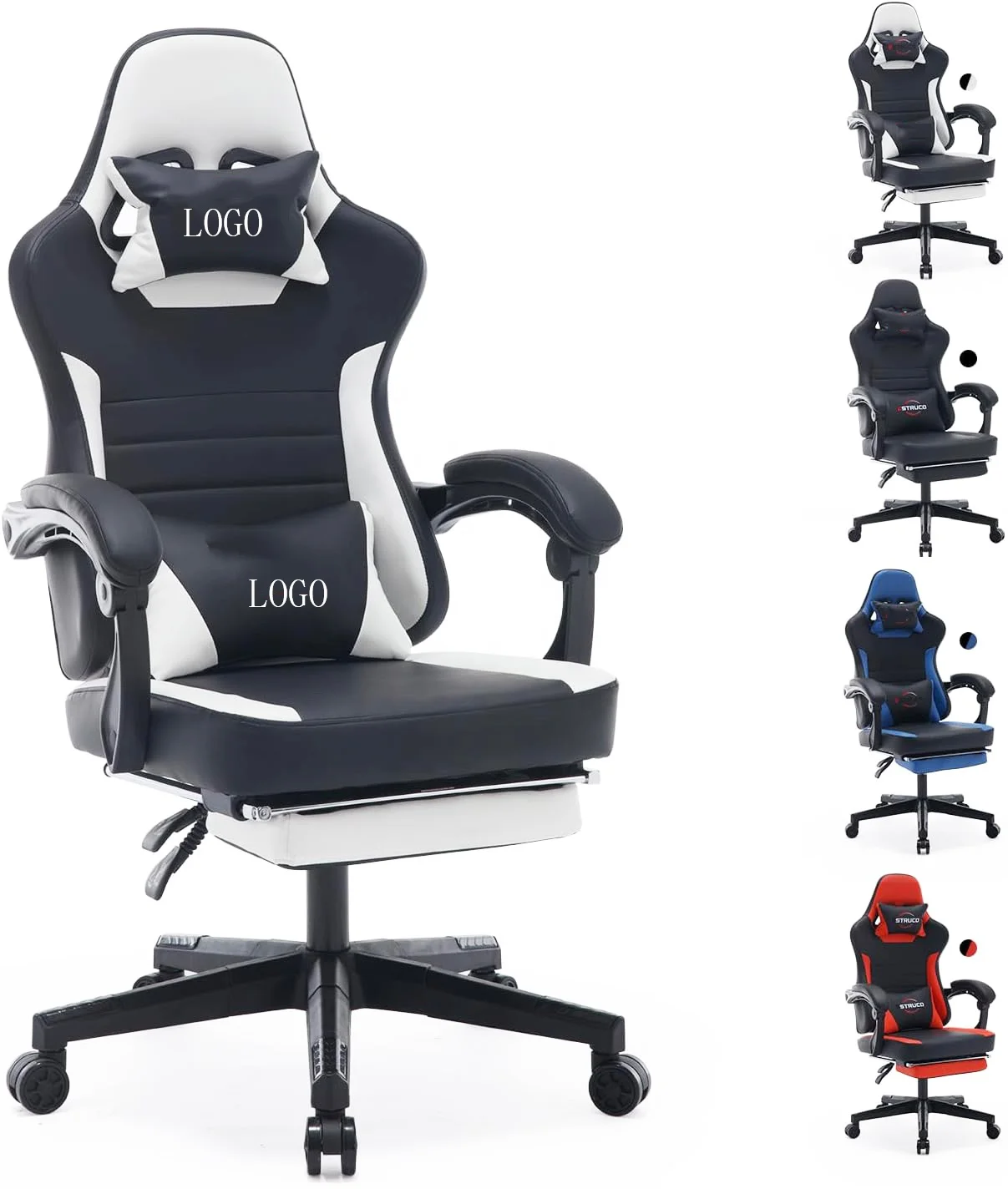 Silla Gamer china wholesale Computer pu leather gaming chair Black and White chair Modern Swivel Lift gaming chair for gamer