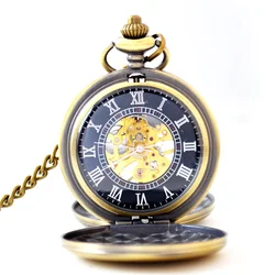 Custom White Black Dial Mechanical Hand Wind Pocket Watch Trending Design Matt Brushed Bronze Watch Pocket