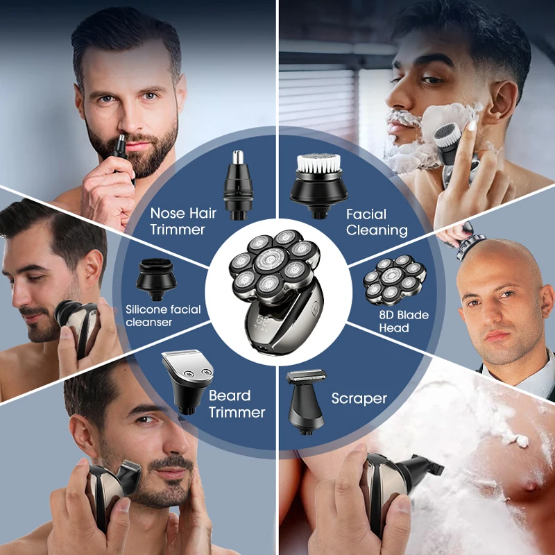 Waterproof rechargeable shaving machine foil full body washable electric bald clipper multifunctional floating shaver